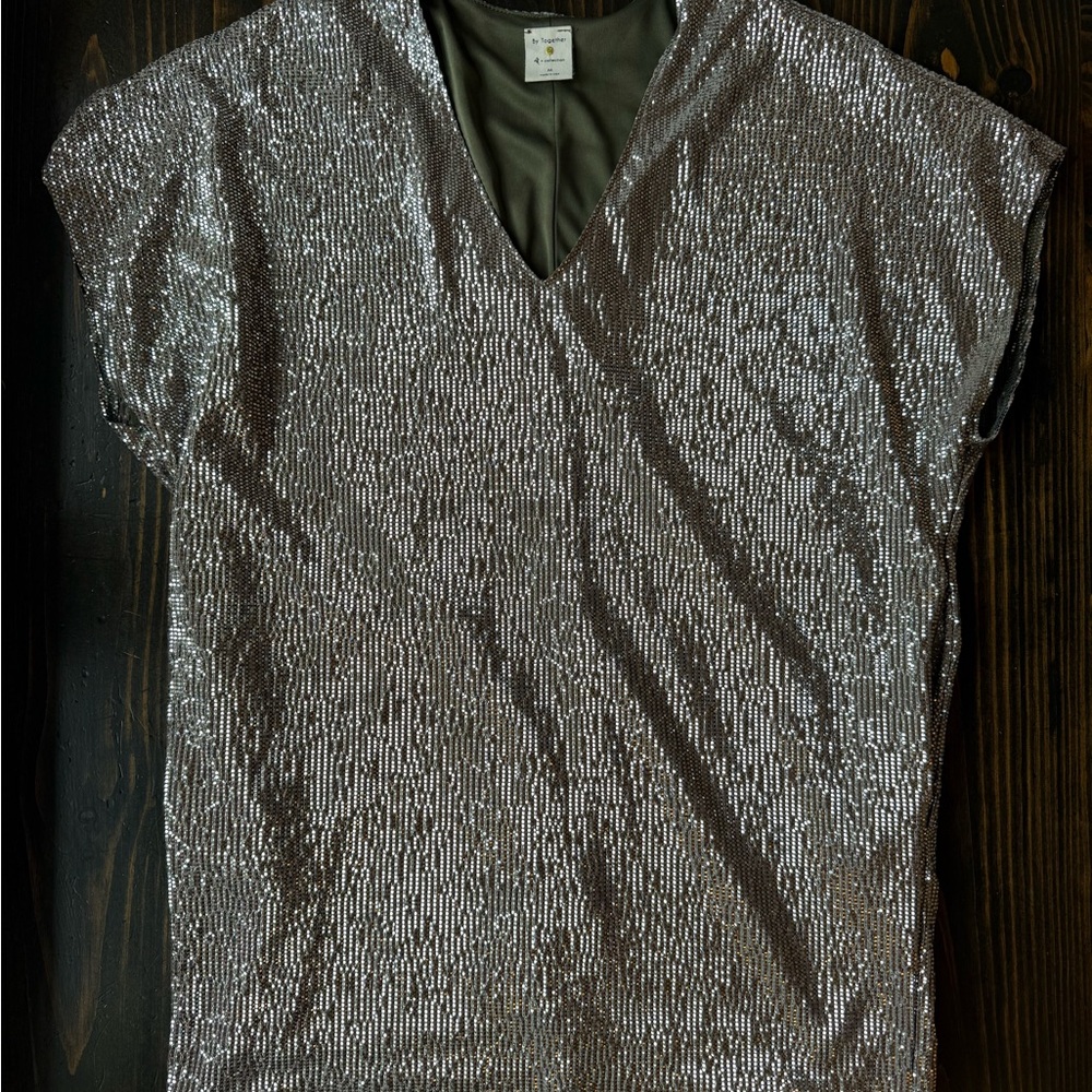 By Together Metallic Silver Sequin Dress